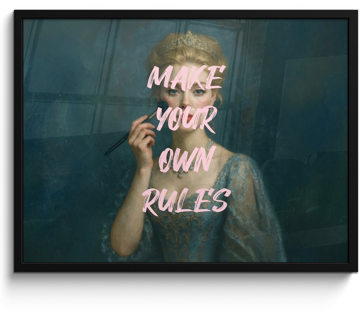 FrameYourWall Poster in lijst - Fotolijst 80x60 cm - Posters - Klassiek - Sierlijk - Roze - Posterlijst zwart - Decoratie - Wanddecoratie woonkamer - Muurdecoratie slaapkamer Make your own rules