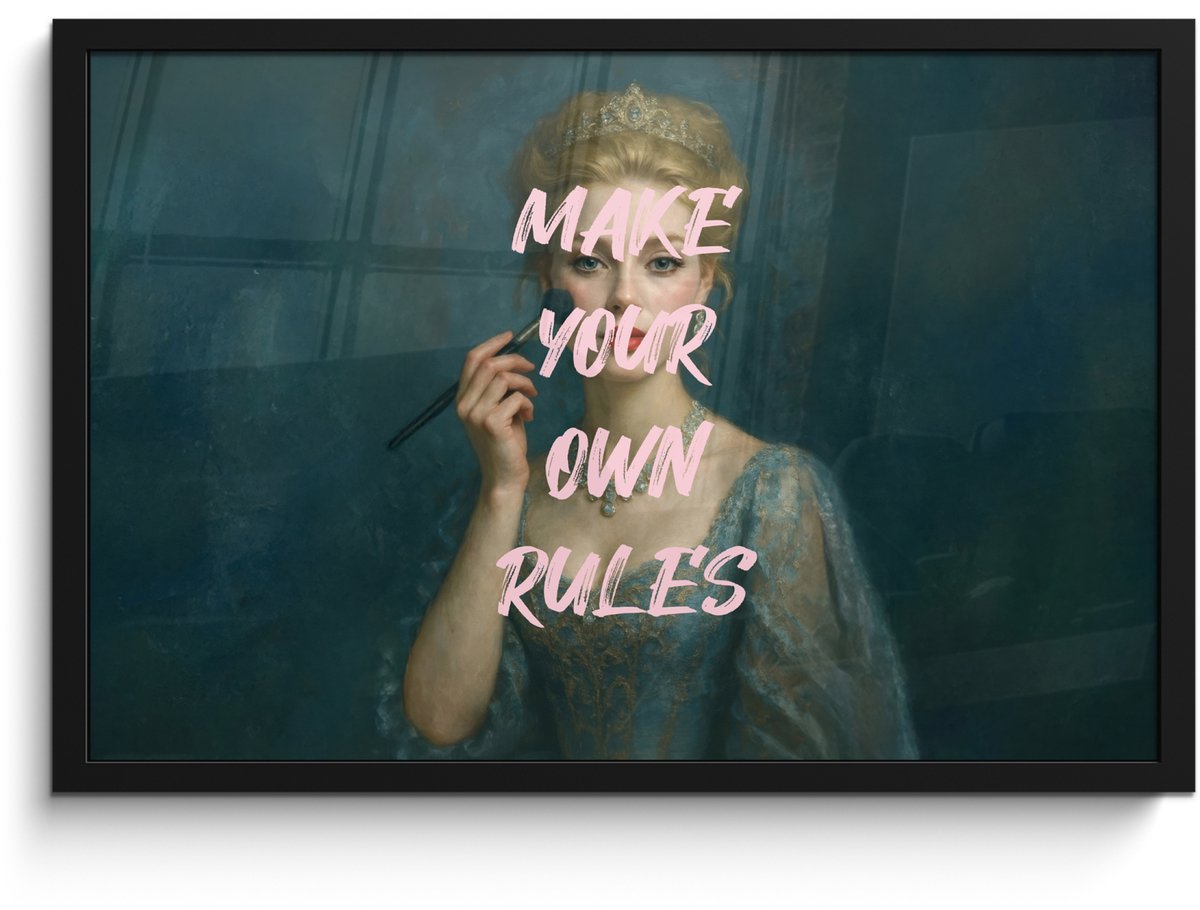 FrameYourWall Poster in lijst - Fotolijst 60x40 cm - Posters - Klassiek - Sierlijk - Roze - Posterlijst zwart - Decoratie - Wanddecoratie woonkamer - Muurdecoratie slaapkamer Make your own rules