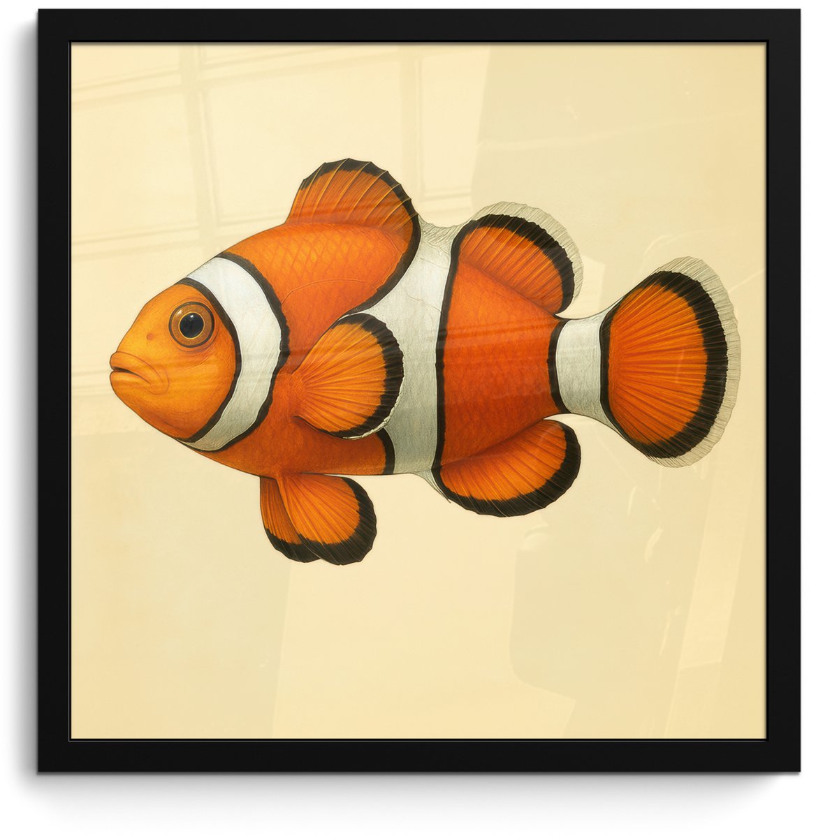 FrameYourWall Poster in lijst - Fotolijst 40x40 cm - Posters - Vis - Oranje - Strepen - Posterlijst zwart - Decoratie - Wanddecoratie woonkamer - Muurdecoratie slaapkamer