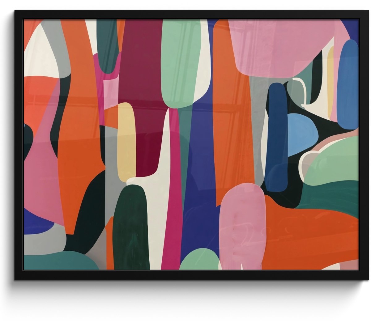 FrameYourWall Poster in lijst - Fotolijst 80x60 cm - Posters - Vormen - Ritmisch - Kleuren - Abstract - Posterlijst zwart - Decoratie - Wanddecoratie woonkamer - Muurdecoratie slaapkamer Vormen - Kleurrijk