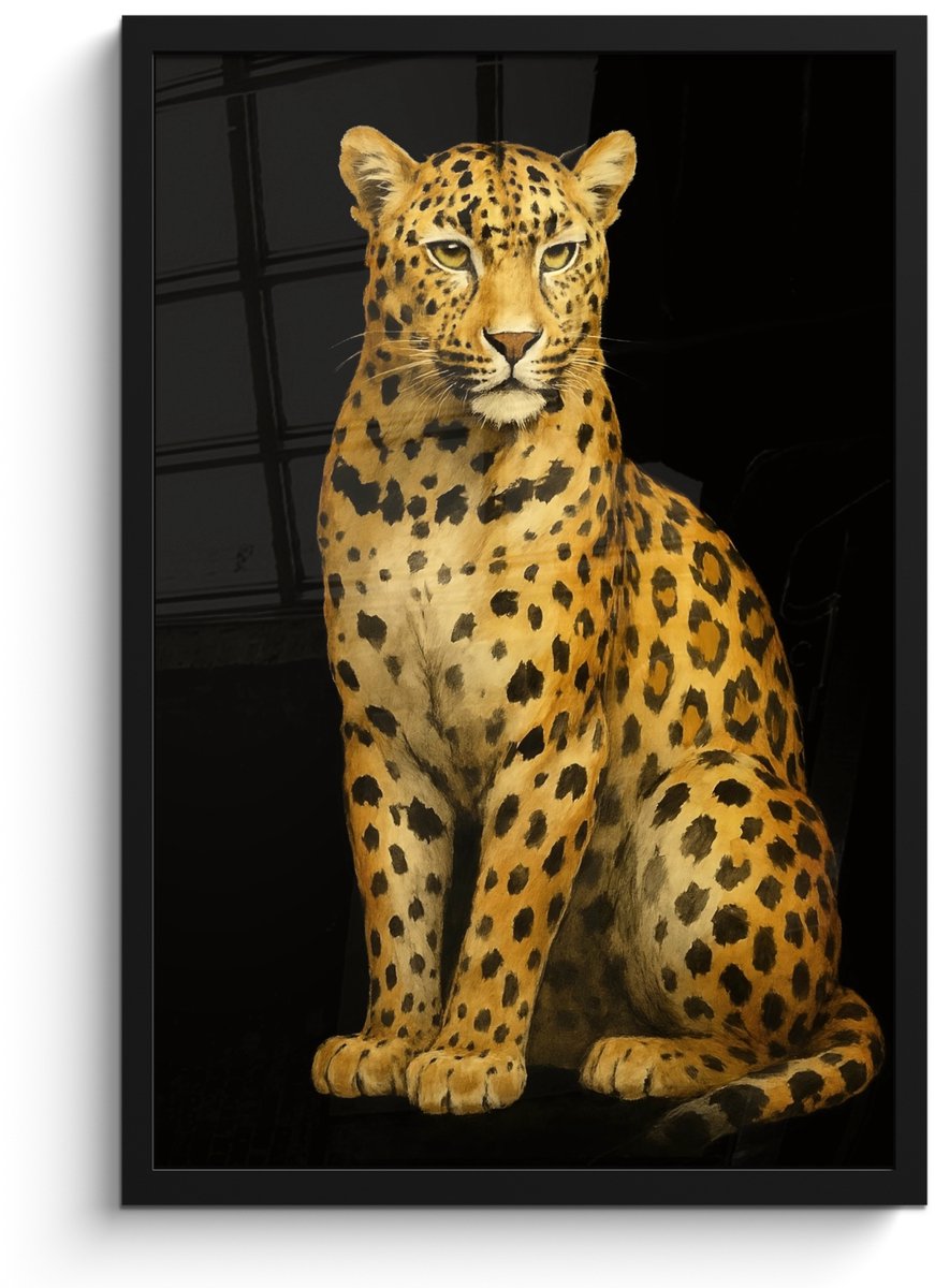 FrameYourWall Poster in lijst - Fotolijst 40x60 cm - Posters - Panter - Realistisch - Bruin - Posterlijst zwart - Decoratie - Wanddecoratie woonkamer - Muurdecoratie slaapkamer