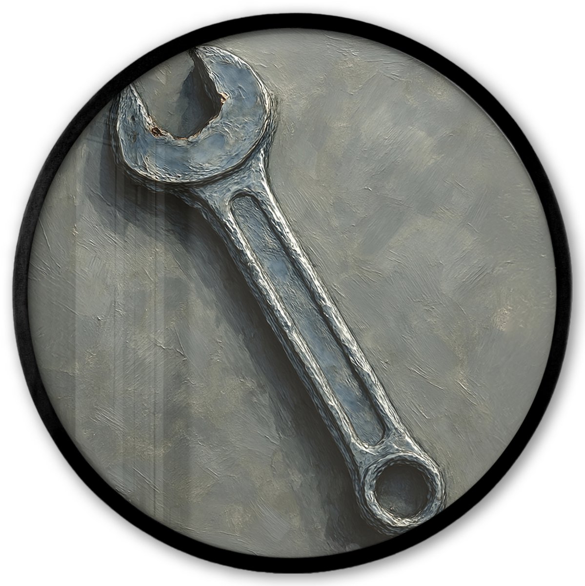 FrameYourWall Poster in lijst Rond - Fotolijst 40x40 cm - Posters - Steeksleutel - Schilderij - Gereedschap - Verf - Ronde posterlijst zwart - Decoratie - Wanddecoratie woonkamer - Muurdecoratie slaapkamer