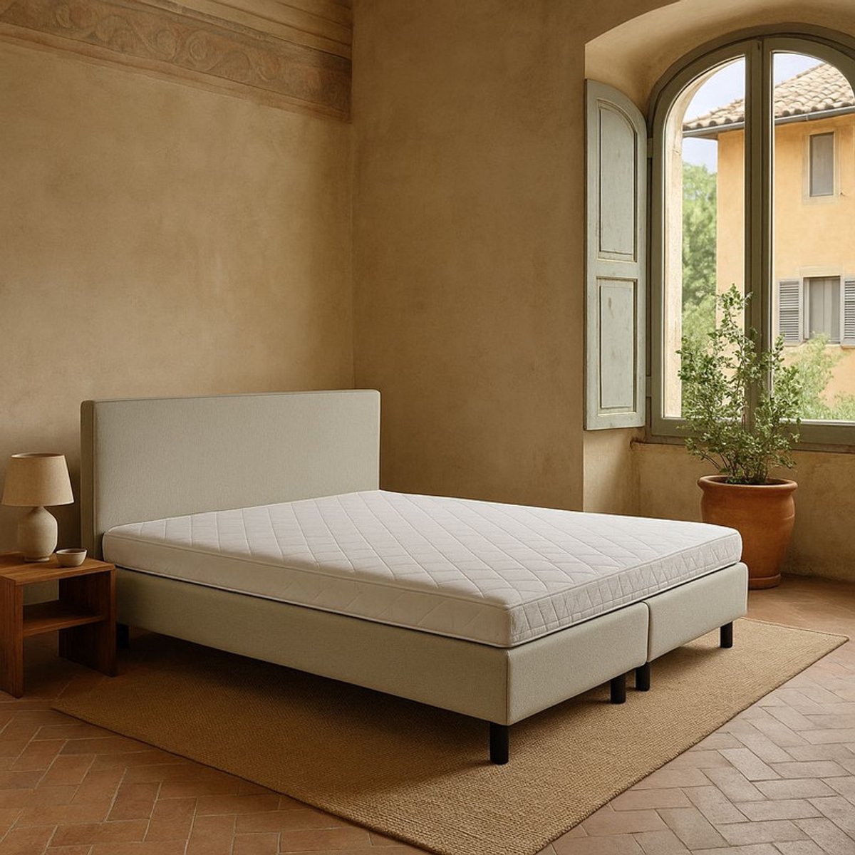 Boxsping FD Boxspring Vendita vlak 160x190 cm Luxe Pocketvering Stof beige
