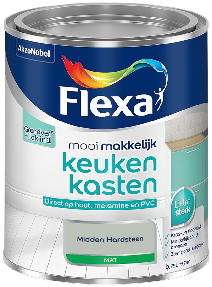Flexa - Mooi Makkelijk Keukenkasten Mat - Midden Hardsteen - Mengverf - 0.75 L