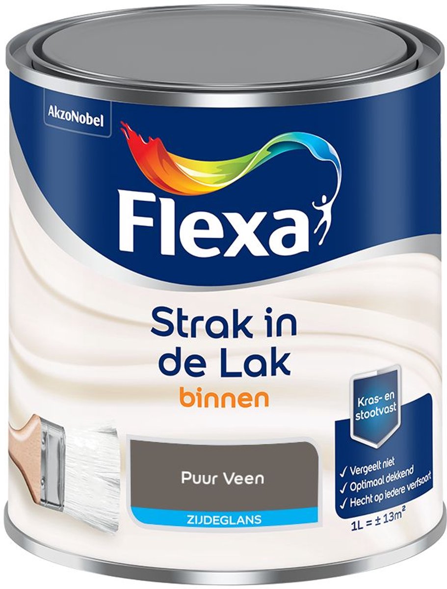 Flexa - Strak in de Lak Binnenlak Zijdeglans - Puur Veen - Mengverf - 1 L