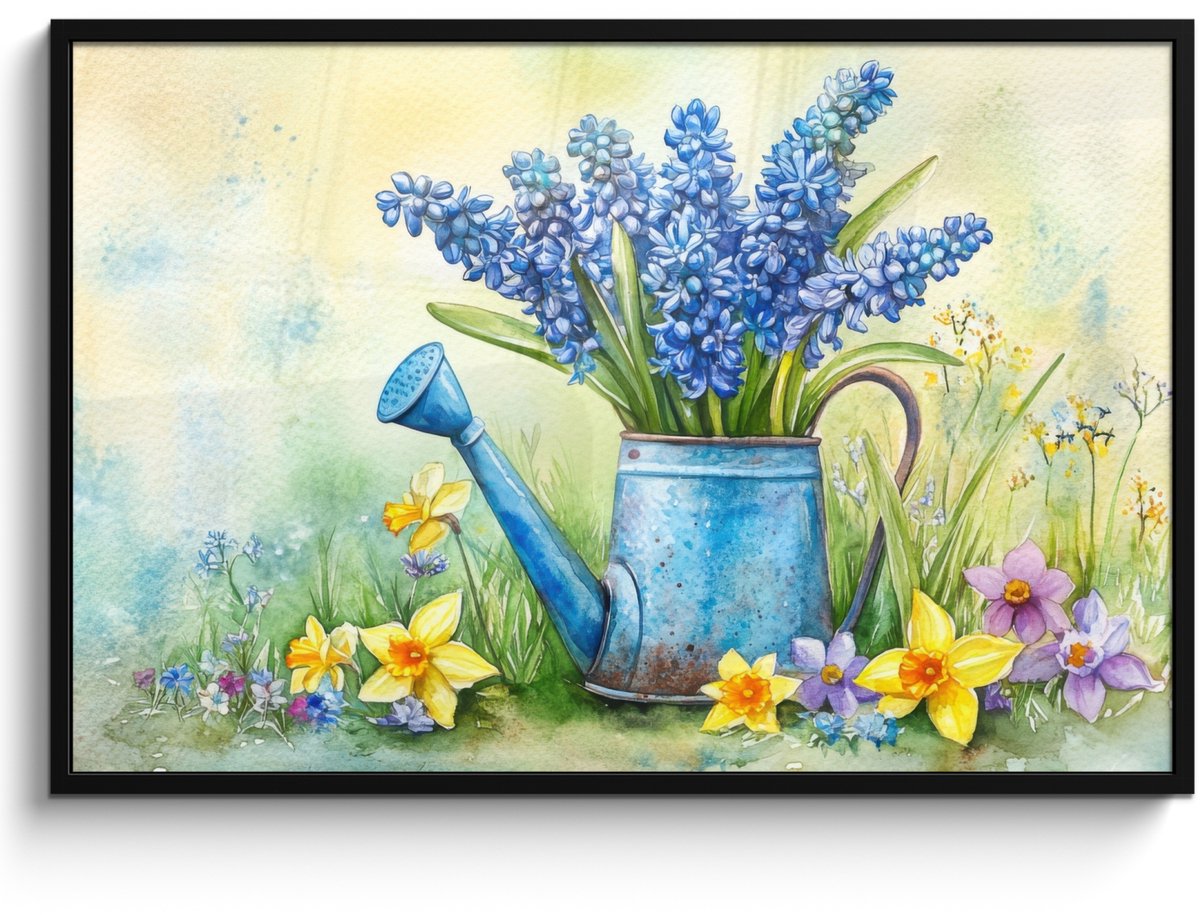 Poster in lijst - Fotolijst 120x80 cm - Posters - Gieter - Lavendel - Bloesems - Posterlij