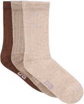 Minymo Kinder Socke Wool Socks Rib 3-Pack 5980 Silver Mink Melange-23-26