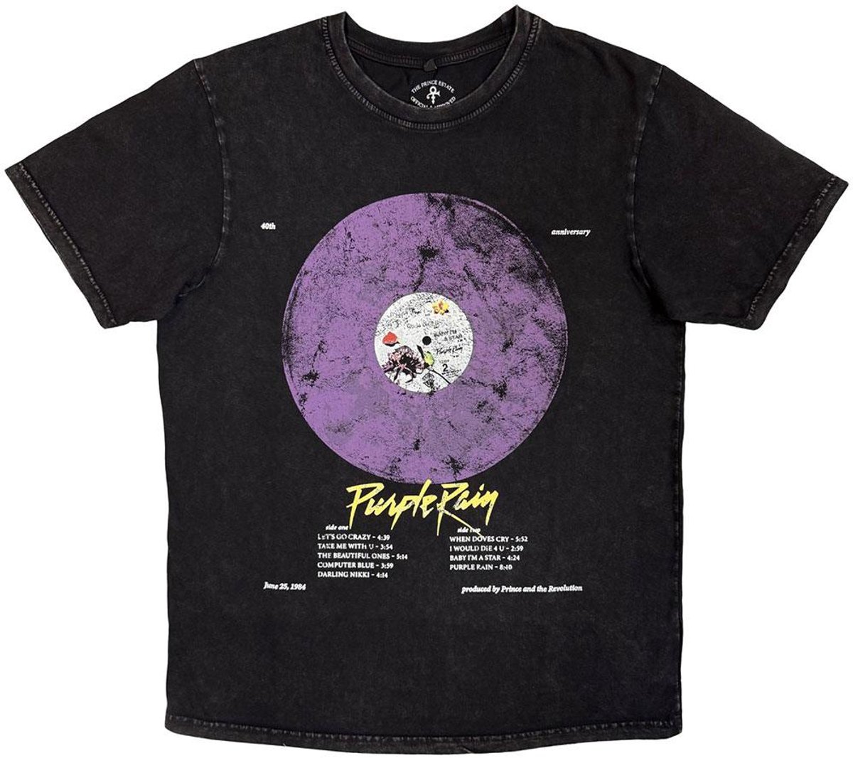 Prince - Purple Rain Disc Heren T-shirt - L - Zwart