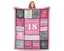 Couverture FestiKiva pour les 18 ans de votre fille (150 x 130 cm). Une jolie couverture en laine pour un anniversaire de 18 ans, idéale comme décoration (18 ans - rose).