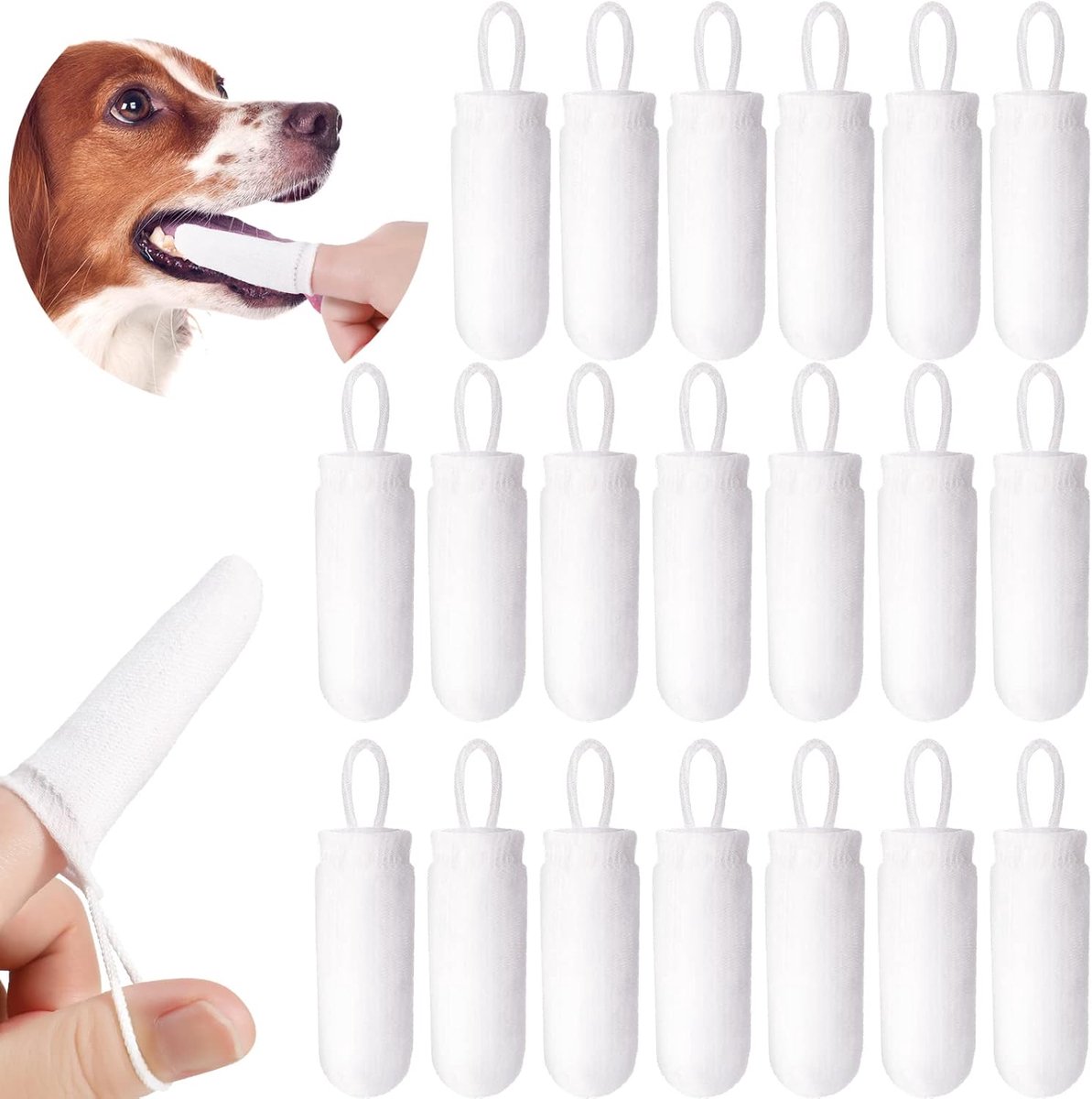 Tandenborstel – microvezel vingerborstel – zachte vingertandenborstel – huisdiervingerborstel – Honden tandenborstel – Katten tandenborstel – Dieren Tandenborstel – Vingertandenborstel – Tandverzorging Huisdier – 20 stuks
