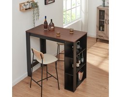 Bartafel Danderyd met 3 planken 120x60x105,5 cm zwart en walnootkleurig (en.casa)