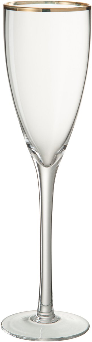 J-Line glas champagne Gouden Rand - glas - transparant/goud - 4 stuks