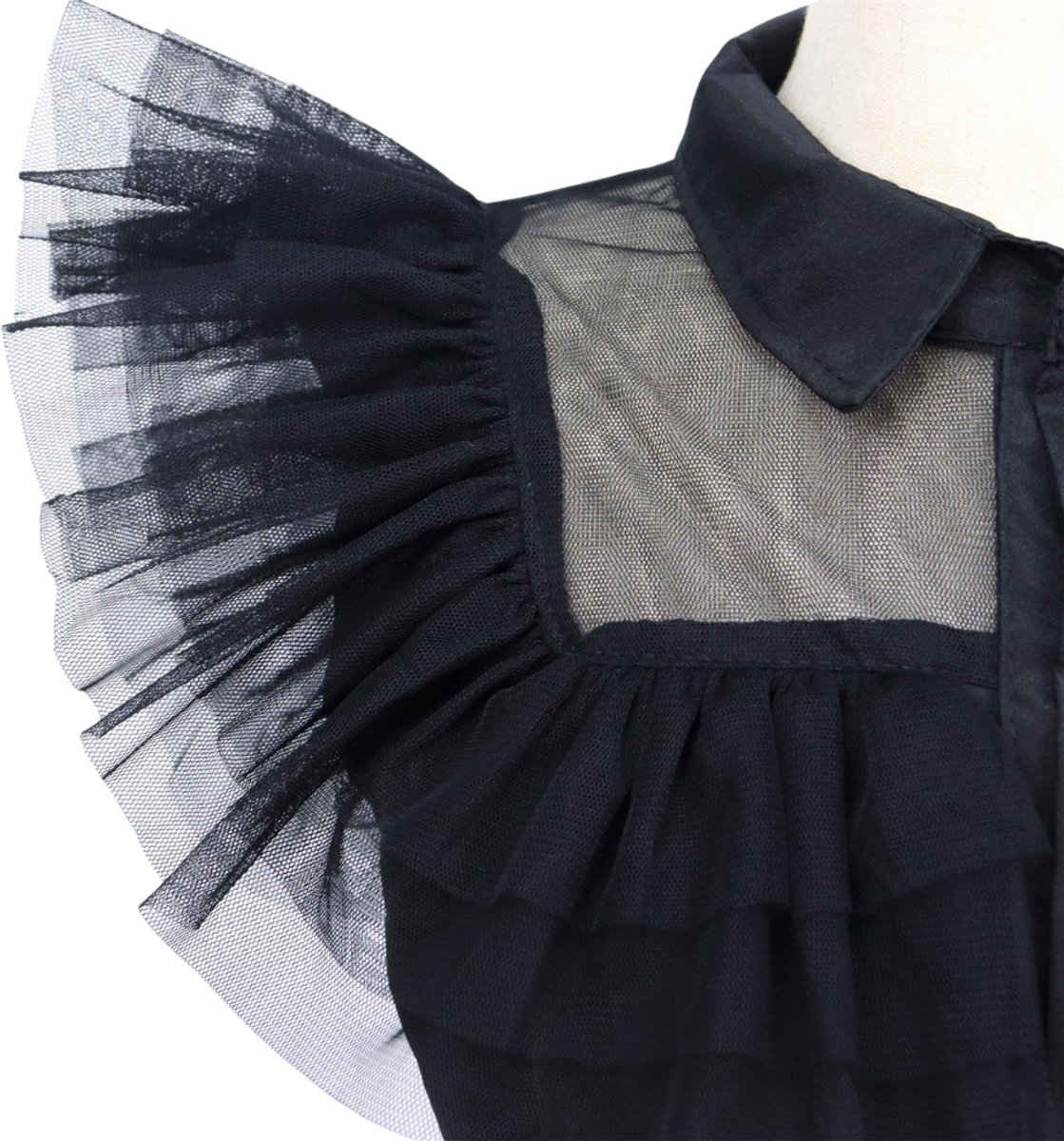 Joya Kids® Gotische Jurk Kind | Halloween Verkleedjurk Meisje | Zwarte Tule Jurk met Riem | Gothic Verkleedkleding Kind | Horror Films Kostuum | Family Kostuum | — afbeelding 13