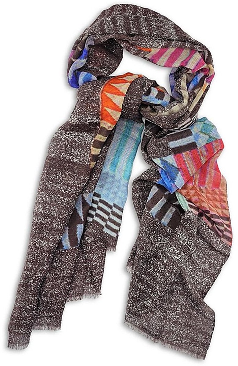 We Love Ties - Sjaals - Sjaal Native Flow - bruin / blauw / oranje / rood