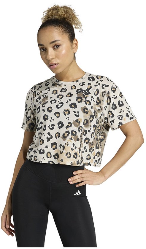 Foto: Adidas workout essentials print t shirt met korte mouwen grijs l vrouw