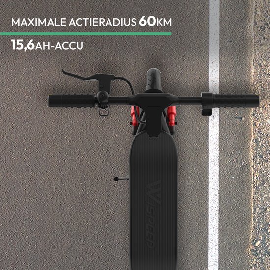 Wispeed - Airo V16 - Elektrische Step - 60km bereik - Dubbele vering - 25 km/u - 700W Motor - 10” Luchtbanden - LED Display - Schijfrem - Zwart
