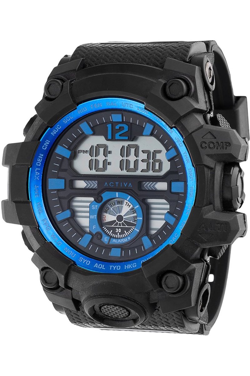 Activa x Invicta Digital ACW432-002 Heren Horloge - Waterdicht - Digtaal - Quartz Uurwerk - Plastic met zwarte Wijzerplaat - 52mm