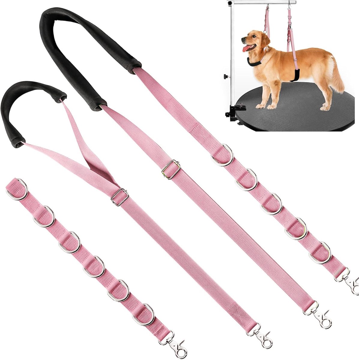 Pet Grooming Strap - 3 stuks hondenlus voor verzorging | Verstelbare nylon hondenverzorging armverlenging | Huisdier Grooming Badriem | Nylon trimtafel riemen
