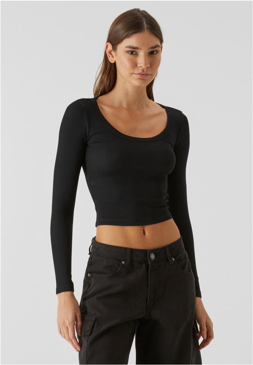 Urban Classics Biologische geribde jersey Dames Shirt met lange mouwen XL Zwart