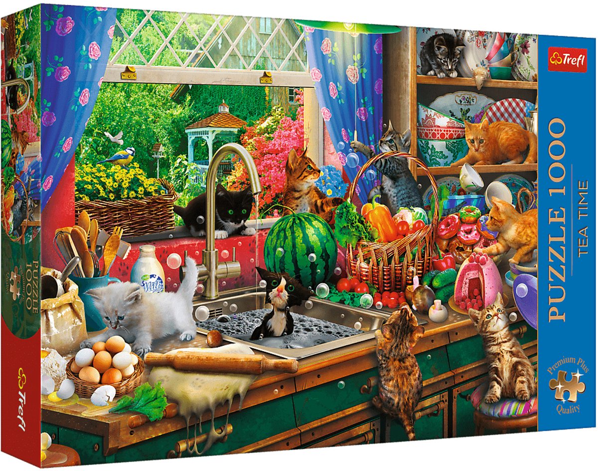 Trefl legpuzzel 1000 stukjes - Tea Time Troublemaker kittens - Premium Plus.