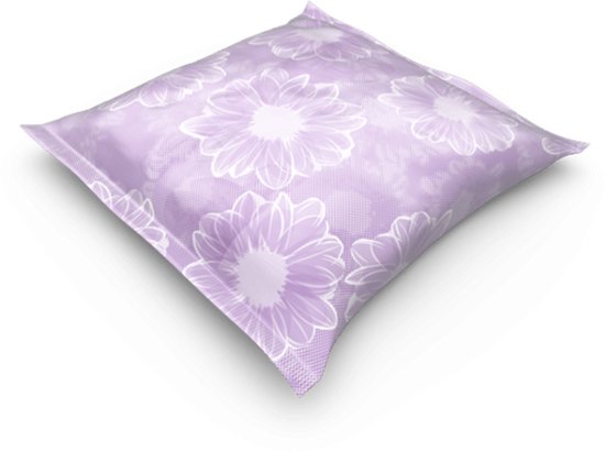 Individueel verpakt maandverband, lichtpaars met witte bloemenprint.