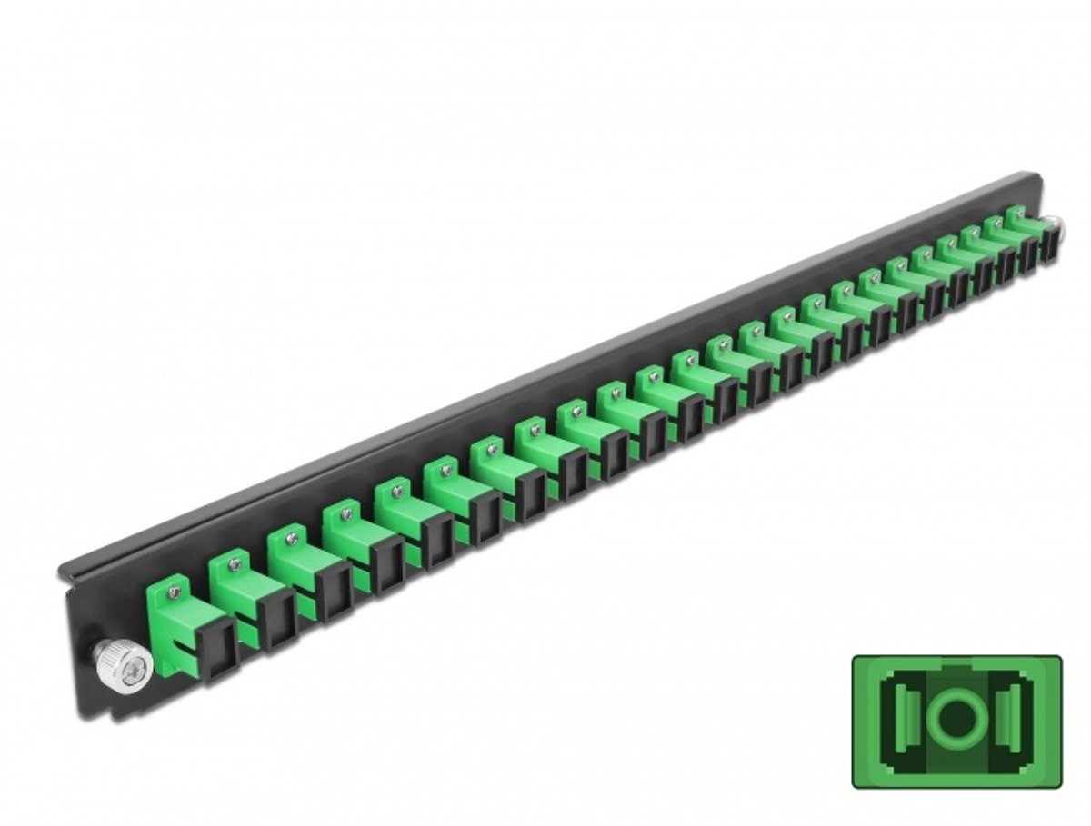 Image of 19 inch splice doos front panel 24 poort Sc simplex groen