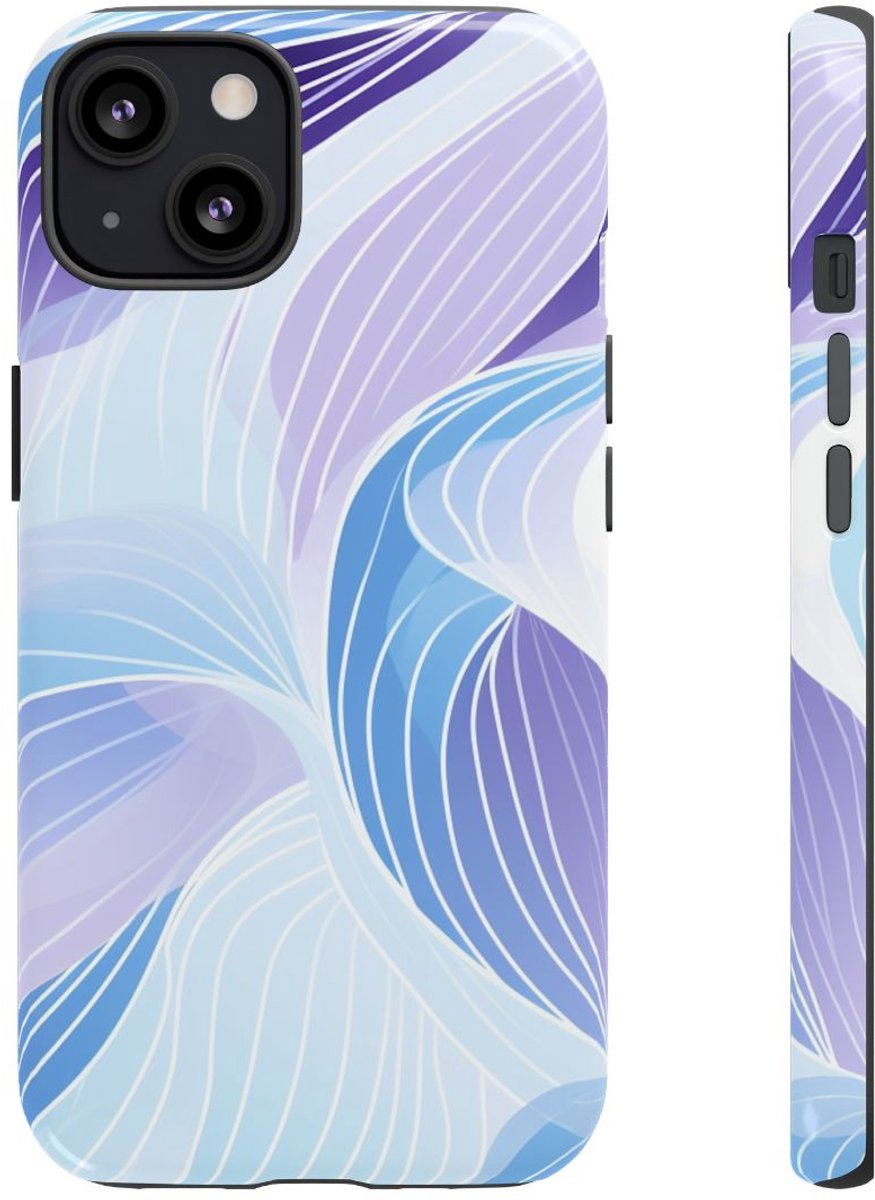Blauw-Paarse Abstracte Golfpatronen – Telefoonhoesje Geschikt voor iPhone 13