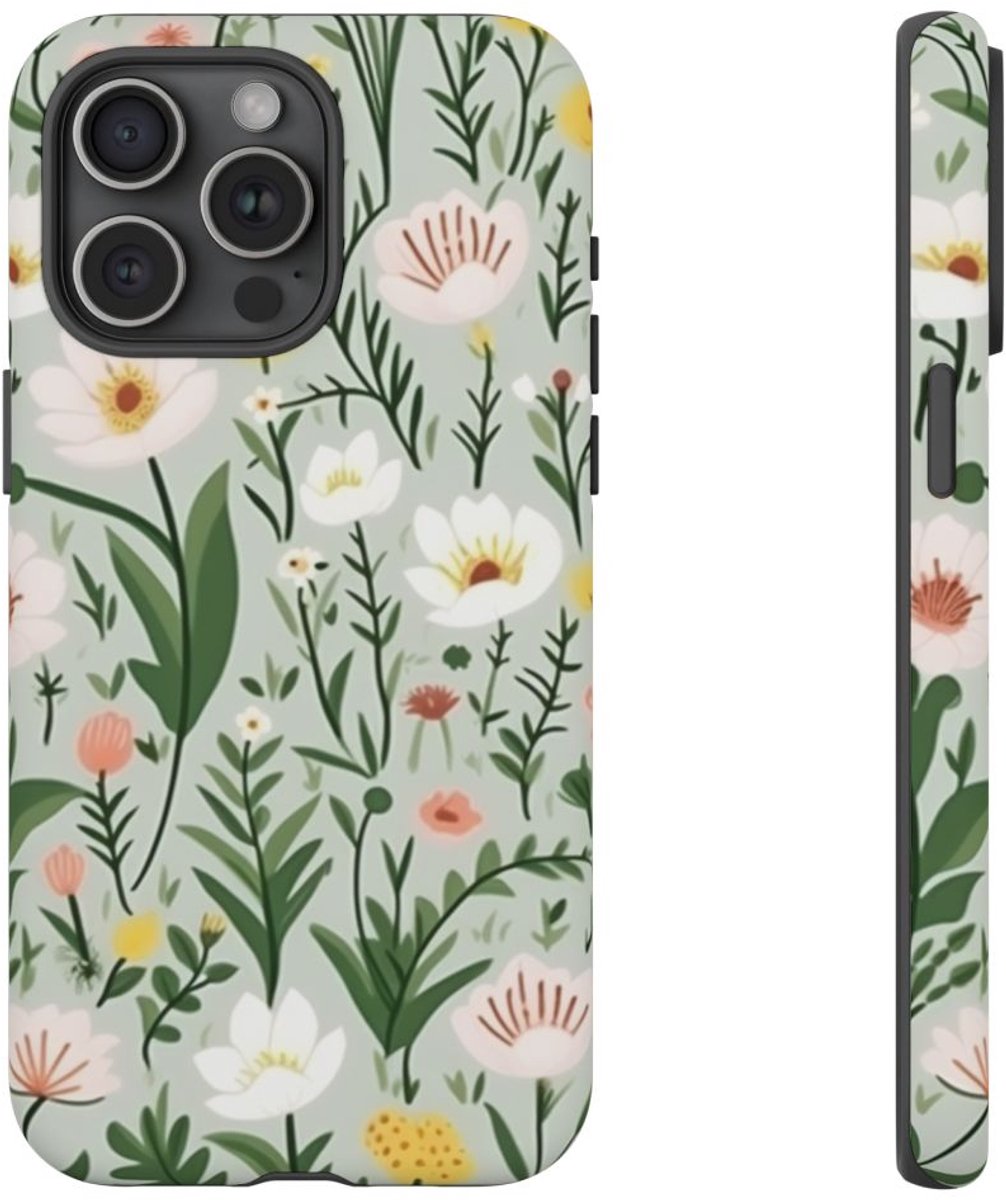 Weelderig Bloemenweidepatroon – Telefoonhoesje Geschikt voor iPhone 15 Pro Max