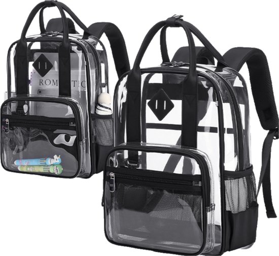 Transparante rugzak - 40 * 29,5 * 13 cm - Waterdicht - Grote capaciteit - Rugzak voor basisschoolleerlingen - Rugzak - Transparante rugzak - Transparante schoolrugzak - Duurzame transparante rugzak voor kinderen