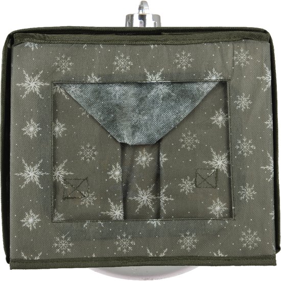 Boîte de rangement pour boules de Noël Decoris - verte - 41 x 31 x 32 cm - polyester - boîte de rangement - boîte de rangement boules de Noël - rangement décoration de Noël