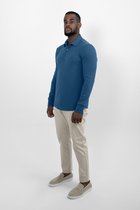 Vercate - Polo homme manches longues - Polo sans repassage - Blue Royal - Blauw - Coupe slim - Excellent Katoen - Taille L