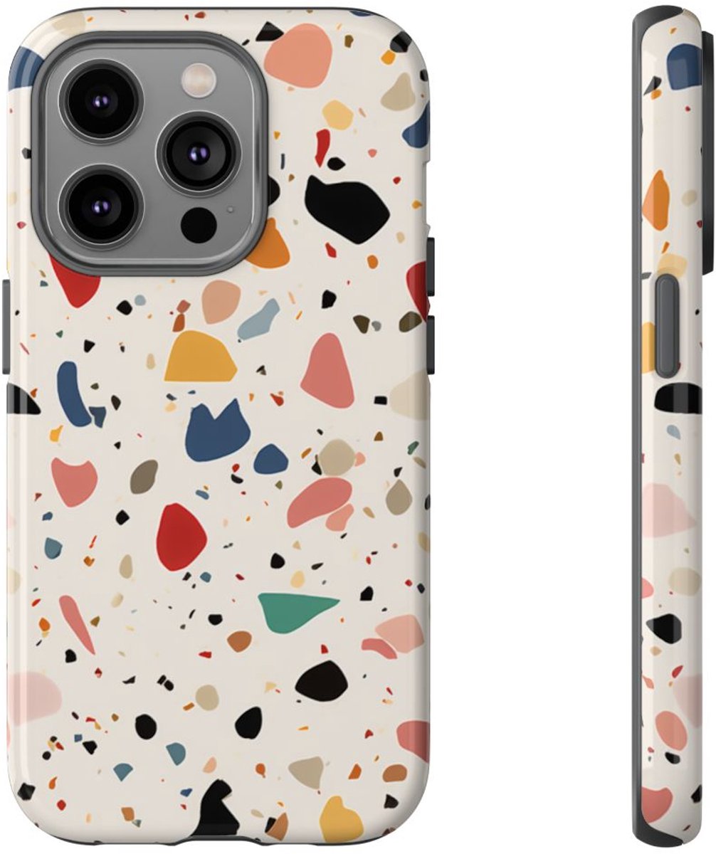 Kleurrijk Terrazzo-Patroon – Telefoonhoesje Geschikt voor iPhone 14 Pro