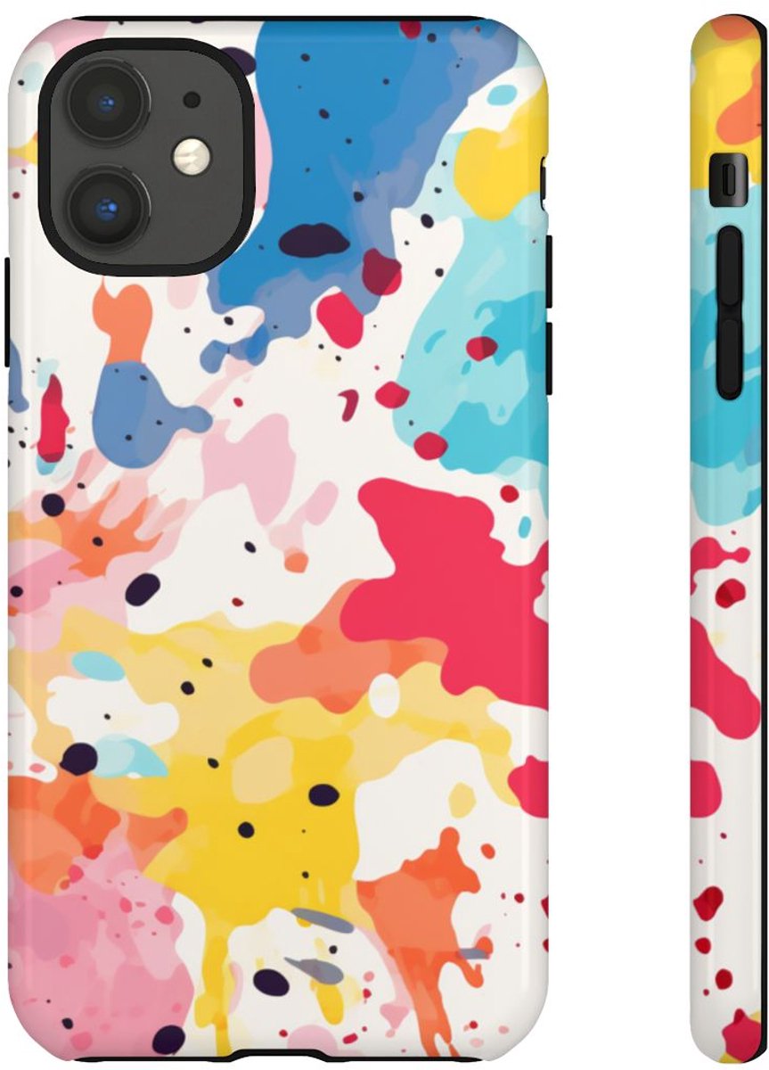Abstracte Kleurrijke Verfspetters – Telefoonhoesje Geschikt voor iPhone 11