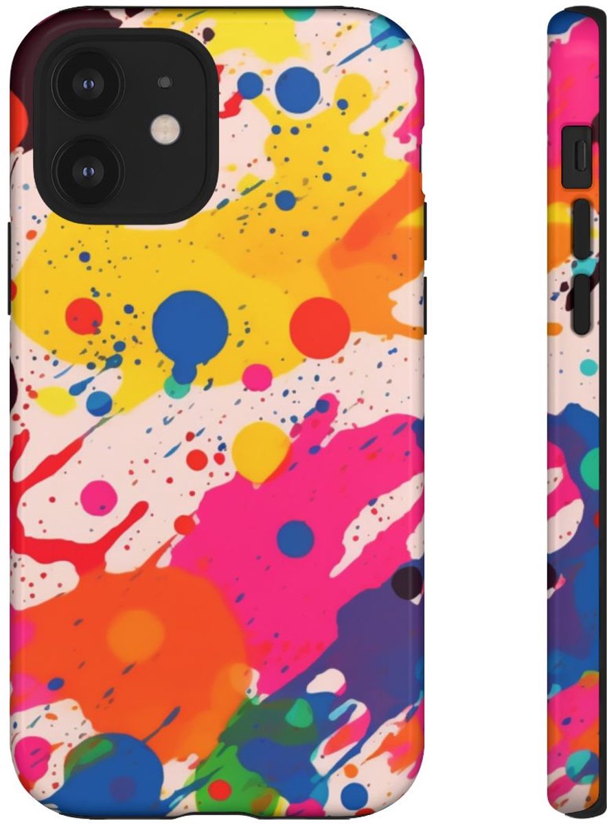 Kleurrijke Verfspatten Abstract Patroon – Telefoonhoesje Geschikt voor iPhone 12