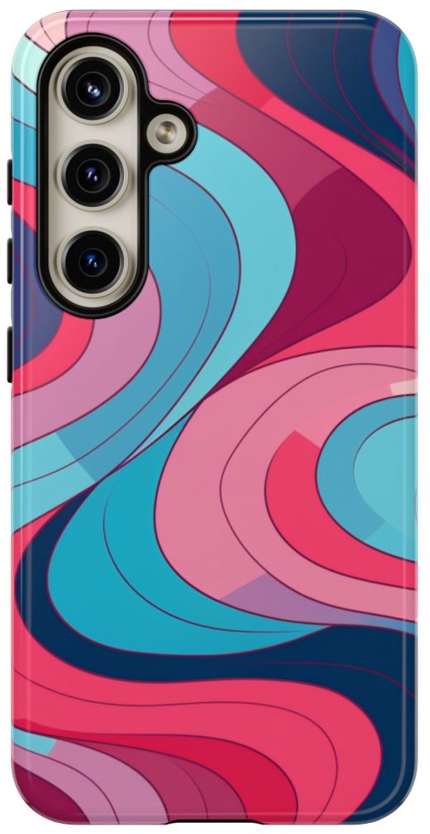 Retro Golvend Abstract Patroon – Telefoonhoesje Geschikt voor Samsung Galaxy S24