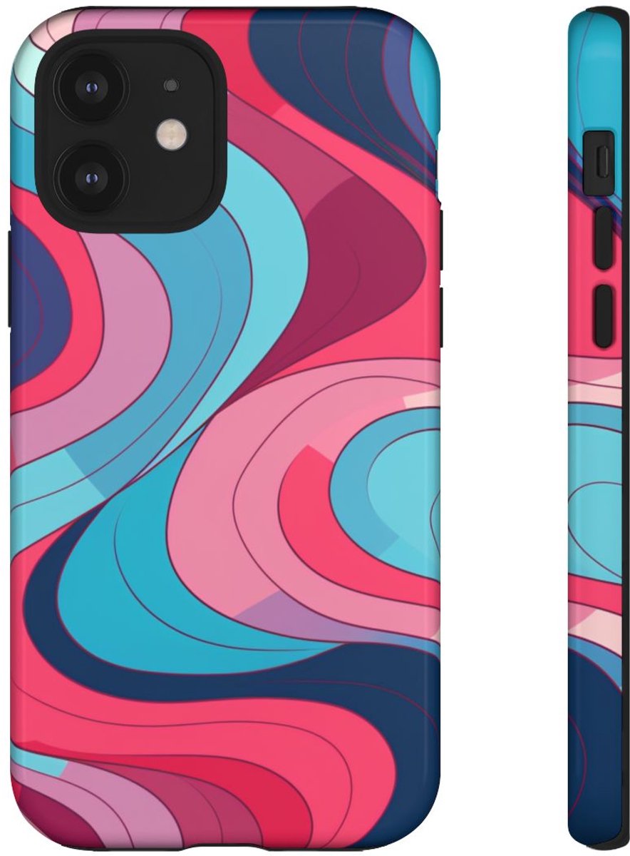 Retro Golvend Abstract Patroon – Telefoonhoesje Geschikt voor iPhone 12