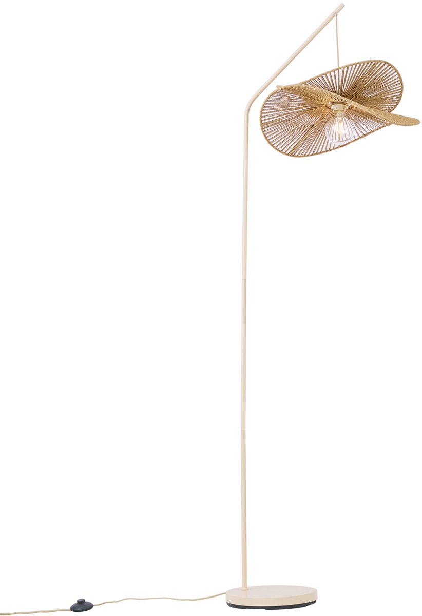 QAZQA nest - Art Deco Vloerlamp | Staande Lamp met kap - 1 lichts - H 190 cm - Beige - Woonkamer
