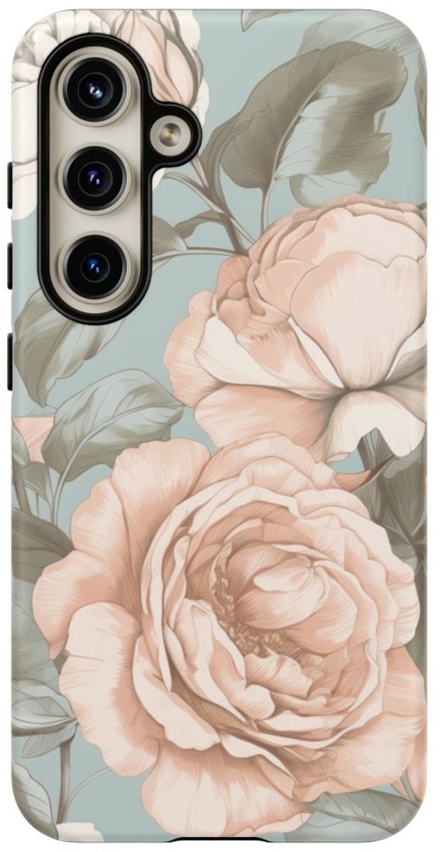 Pastelrozen en Bloemmotief – Telefoonhoesje Geschikt voor Samsung Galaxy S24