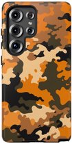 Oranje Woodland Camouflagepatroon – Telefoonhoesje Geschikt voor Samsung Galaxy S25 Ultra