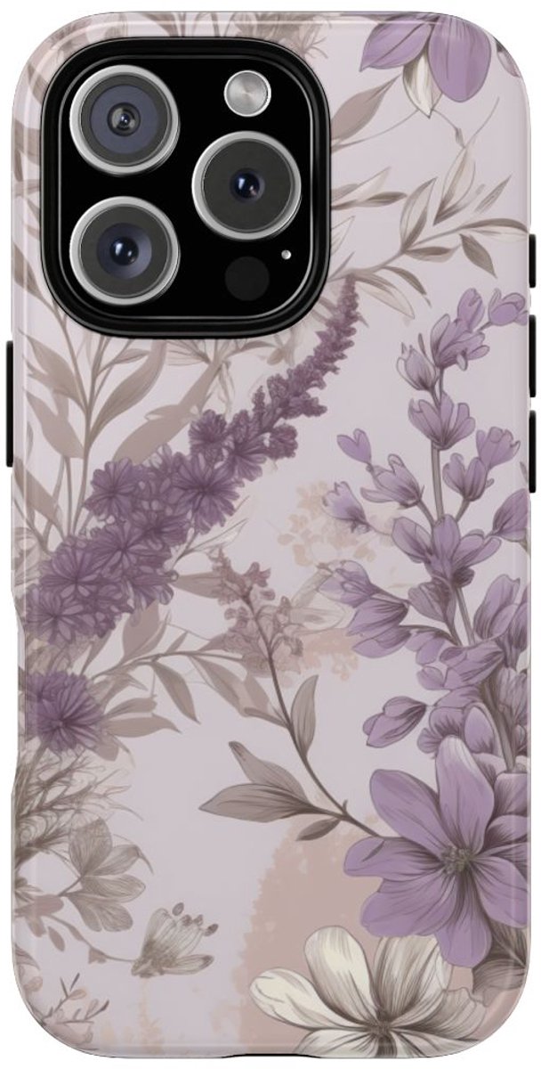 Lavendel Bloemenpatroon – Telefoonhoesje Geschikt voor iPhone 16 Pro