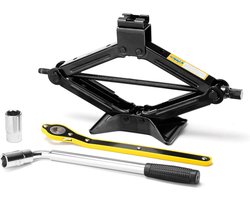 WNHB® Autokrik met schaarkrik en wielkruis - compacte krik voor auto - inclusief wielsleutel - ideaal voor werkplaats en hobby