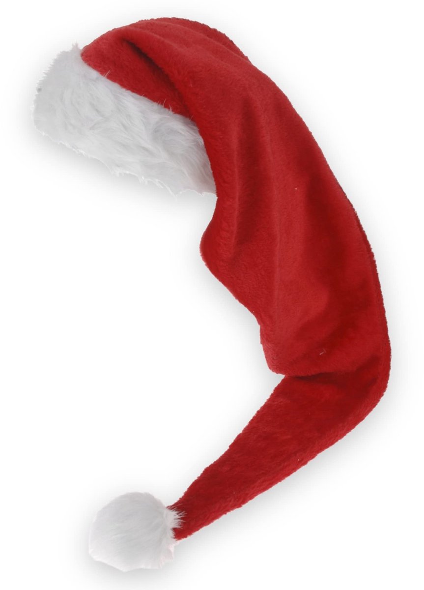Sinterklaas Santa Hat - Rood met Pluche Rand, Unisex voor Volwassenen, Ideaal voor Feestjes, One Size, 130 cm Punt