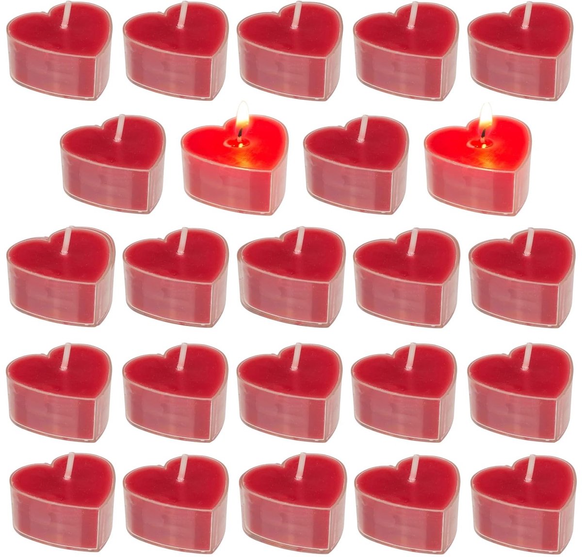 Theelichthouder Hartvorm - 4 x 4 cm - Keuze uit Rood of Wit - Romantische Verlichting 24 Stuks