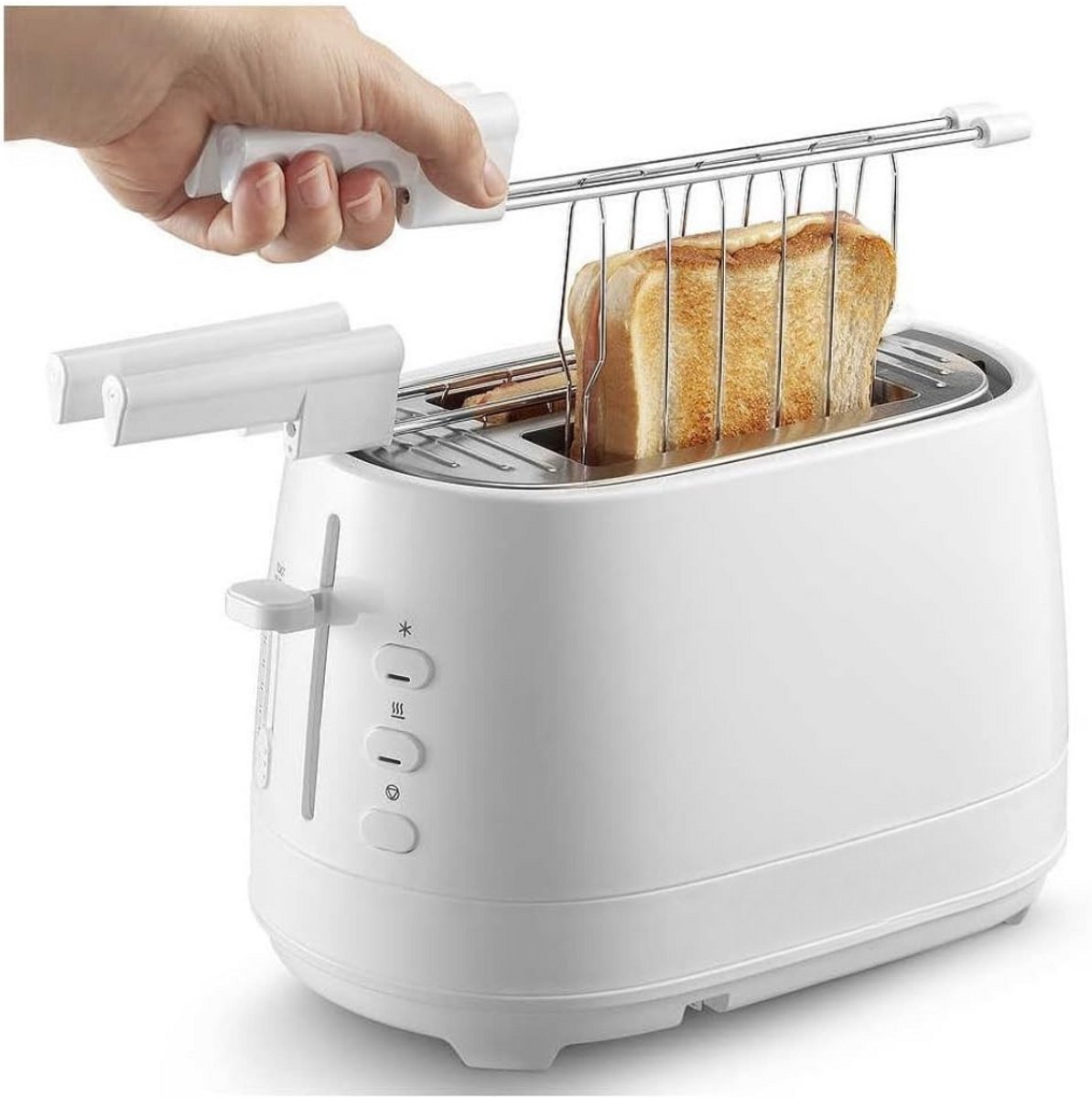 MMM® Tosti Apparaat Broodrooster - Broodrooster met Tostiklemmen - Tosti Broodrooster - Wit- ‎34 cm x 23 cm x 28cm