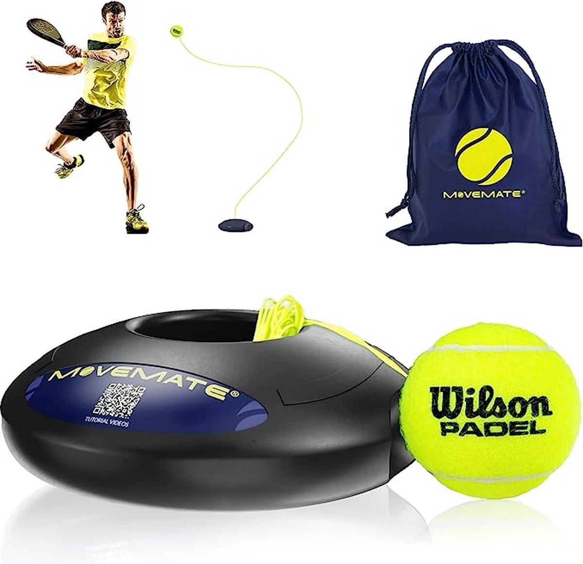 WNHB® Padeltrainerset – Complete Padel Training Set met Bal – Voor Solo Oefeningen en Padeltraining