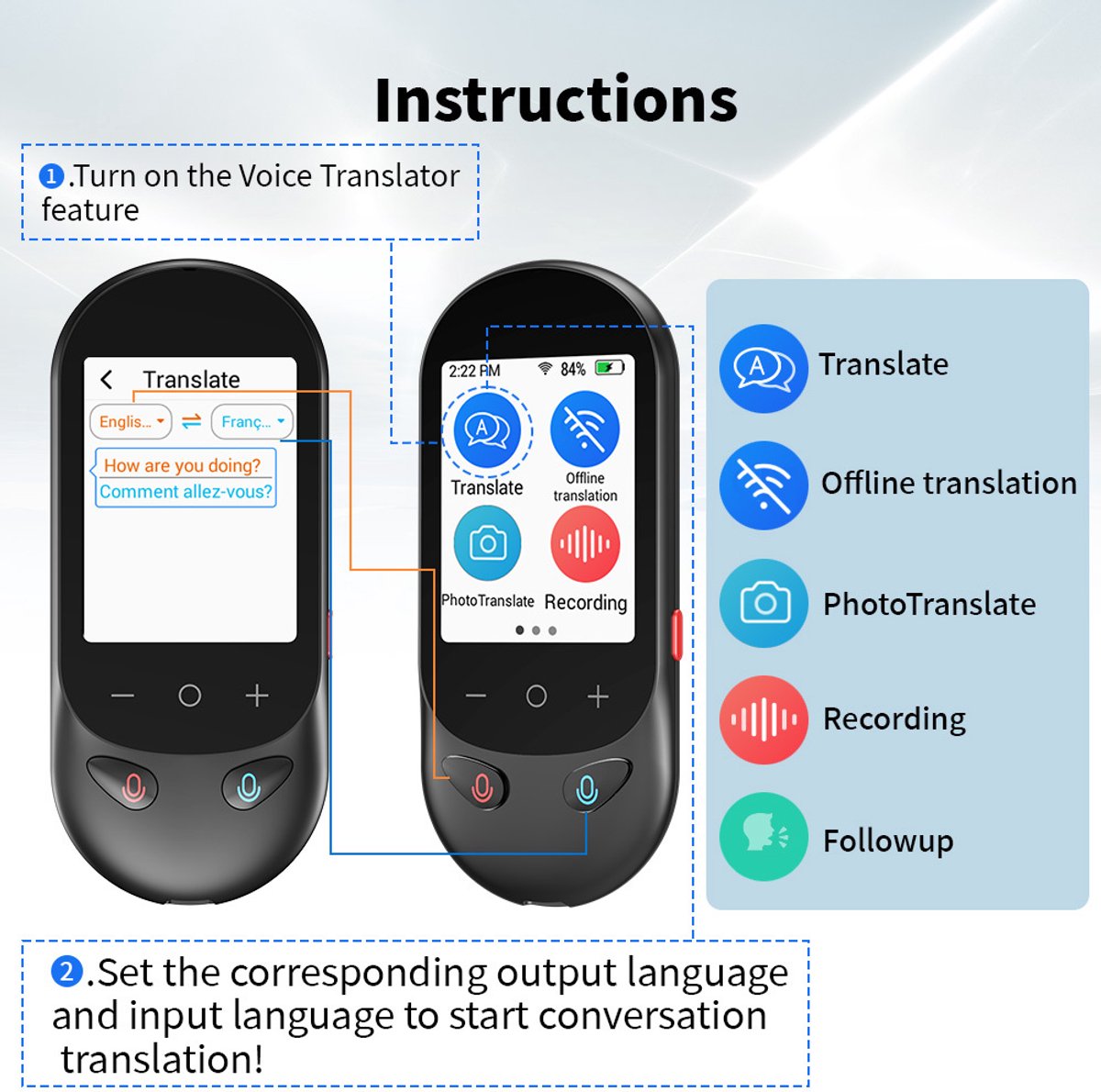 Taalvertaler Mini Vertaalapparaat met Offline & Online - afbeelding 3