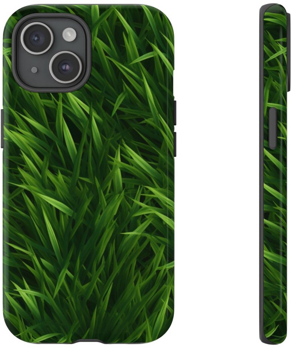Weelderig Groen Grasstructuur – Telefoonhoesje Geschikt voor iPhone 15
