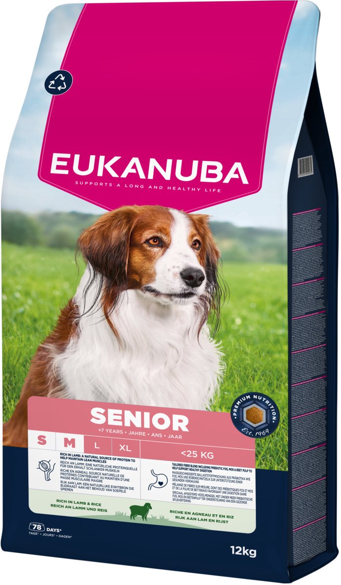 Eukanuba Senior Small Medium met lam & rijst hondenvoer 2 x 12 kg