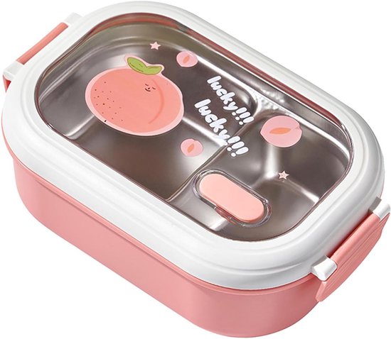 Gsedaox - Lunchbox - Bento Box - Boîte à lunch en acier inoxydable - Compartiments - Adultes et Enfants- Salade Lunch Box - Rose