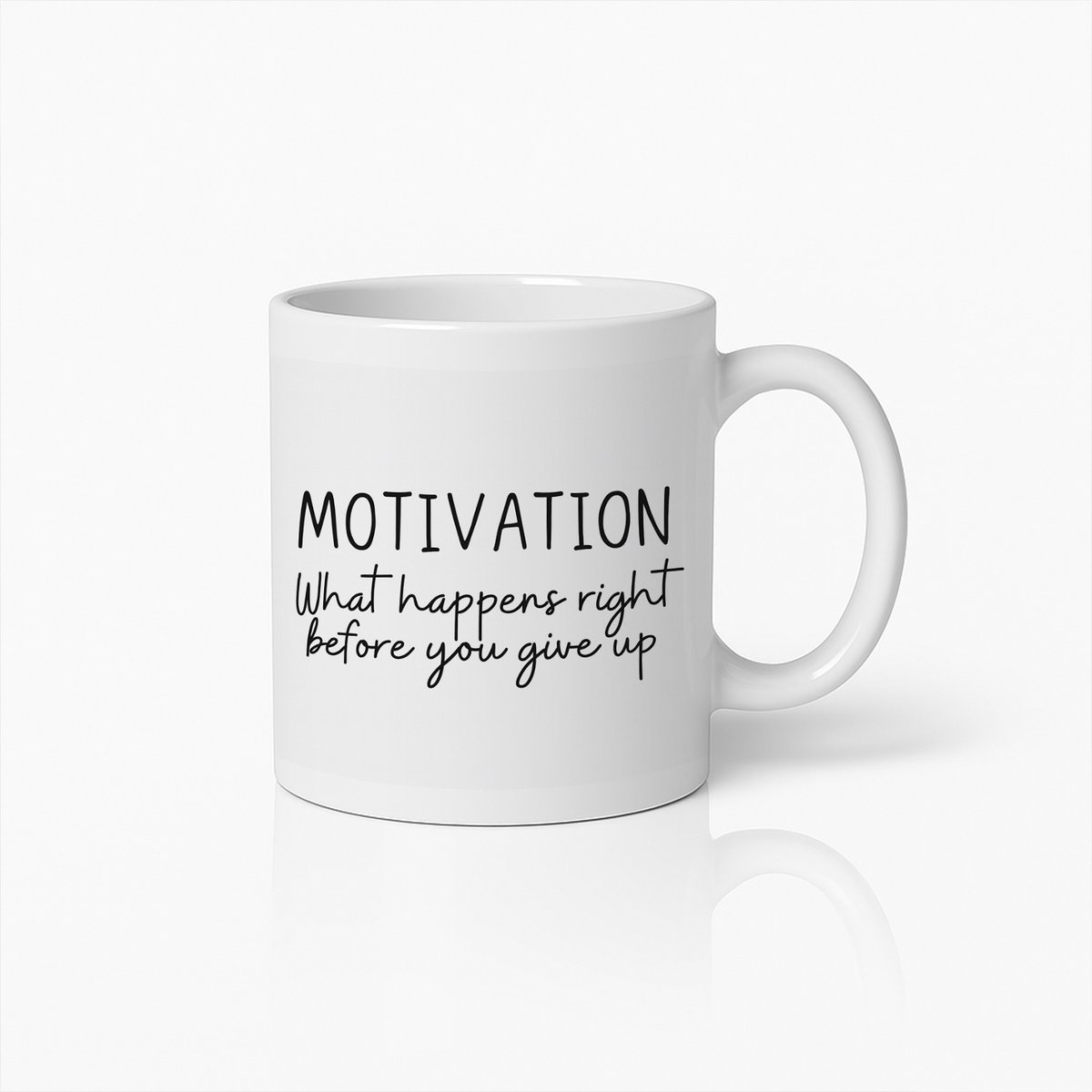 330ml Motivatie Koffiemok – "Wat Er Gebeurt Net Voor Je Opgeeft" Inspirerende Tekst Beker